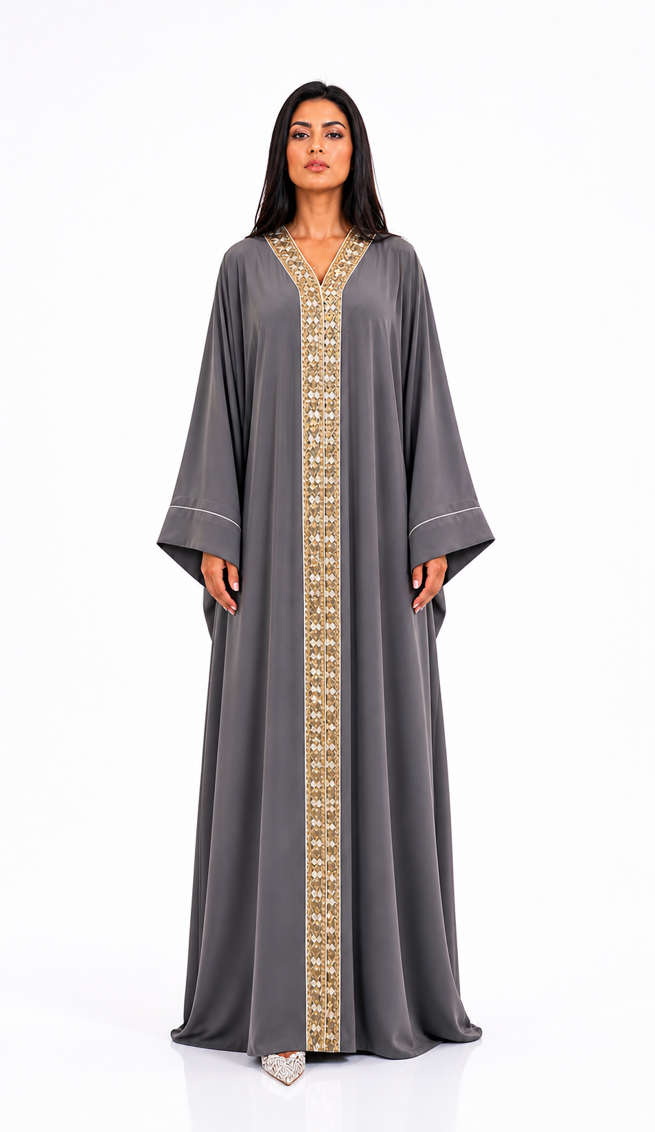 grey peace abaya